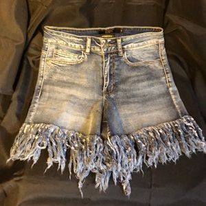 L&B Lucky & Blessed High Rise Fringe Denim Shorts Sz 2